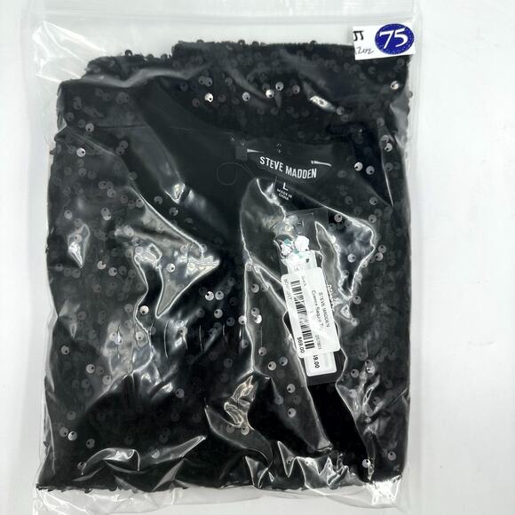 STEVE MADDEN Cressa Sequin Top in Black BO405317 NEW NWT Large L - Picture 12 of 12